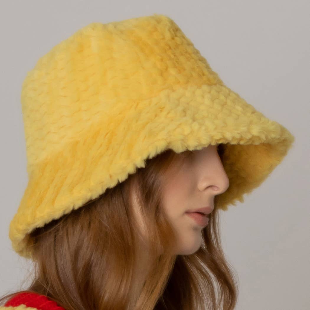Fashion City – wholesale Bucket Hat - Dam – Vinter enfärgad fuzzy päls hink hatt4
