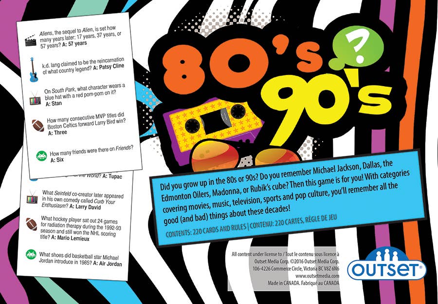 Outset Games and Cobble Hill Puzzles - Wholesale Card Game - 80s 90s Trivia Game: A Totally Radical Blast from the Past!3