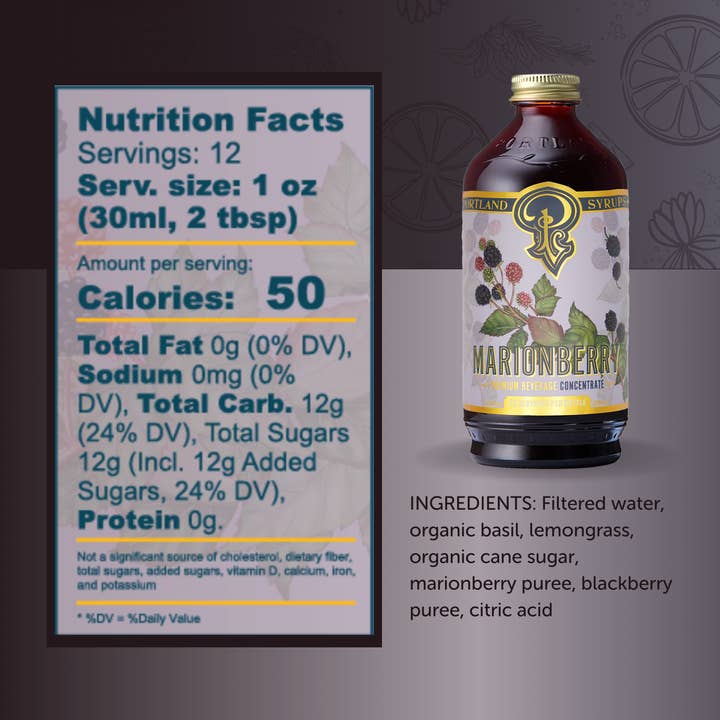 Portland Syrups - Wholesale Cocktail Mix/Syrup - Marionberry Syrup 12oz - cocktail / mocktail beverage mixer1