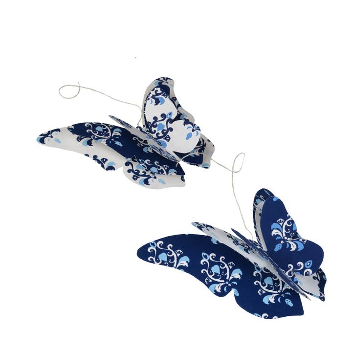 Epigram - Vente Fanion/guirlande - Guirlande de papillons bleus et pailleté 3D en papier