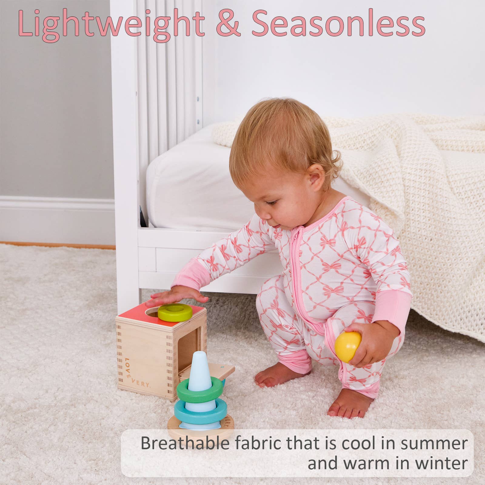 LollyBanks - Venta al por mayor Pijama - Bebé - Pijamas de Bambú para Bebé con Lazos Hermosos, Pelele con Cremallera de Doble Sentido3