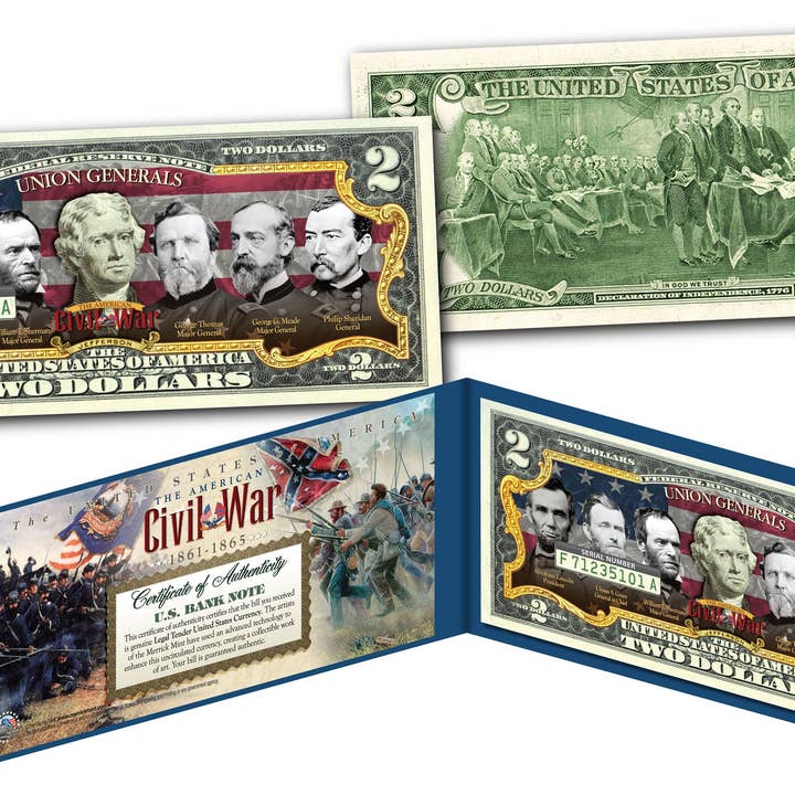 Civil War Union Generals to dollarseddel på ægte amerikansk valuta - skibe hurtigt og gratis til USA for engroshandel hos The Merrick Mint