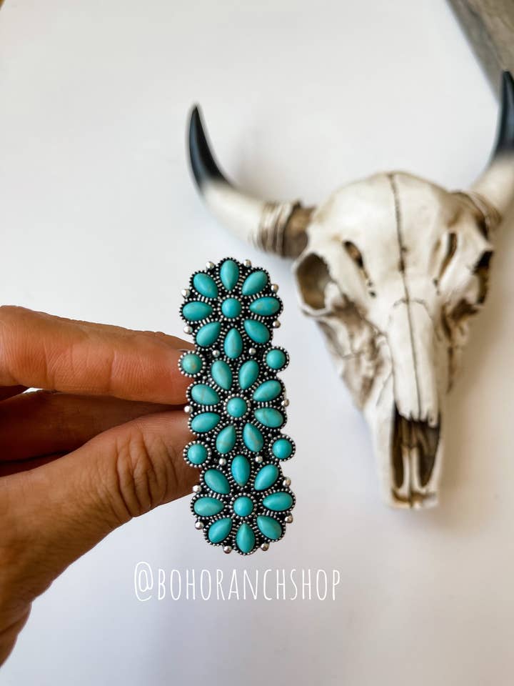 Western Adjustable Cluster Cuff Ring | turquoise or copper for wholesale by Boho Ranch Shop