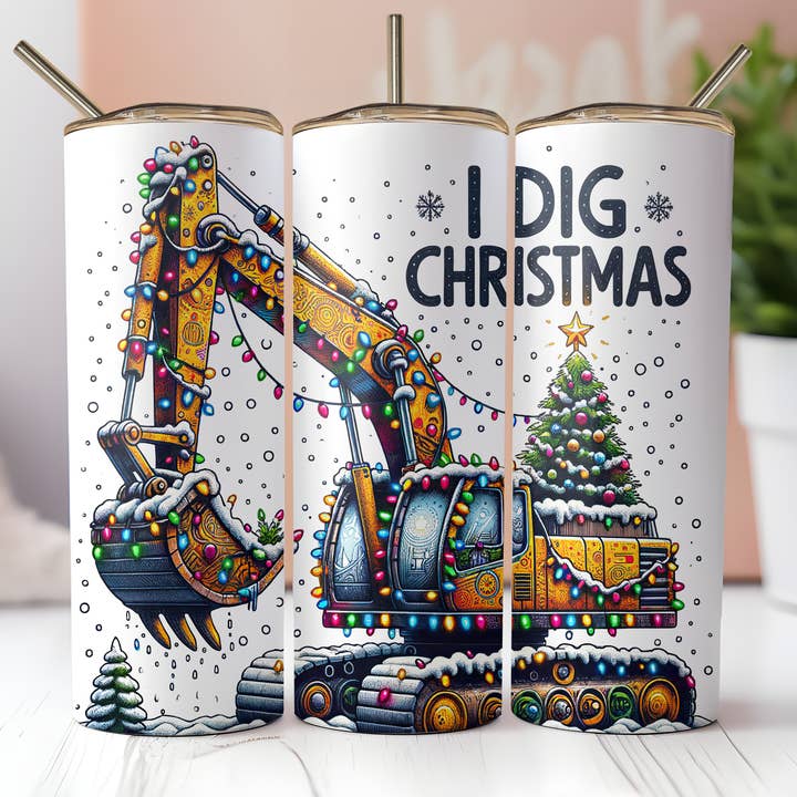 Christmas "Excavator" Tumbler for wholesale by FloBama Girls Wholesale
