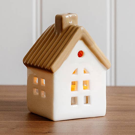 We Love Seasons Ltd - Vente Bougeoirs - Maison Porte-Bougie en Céramique Blanche0