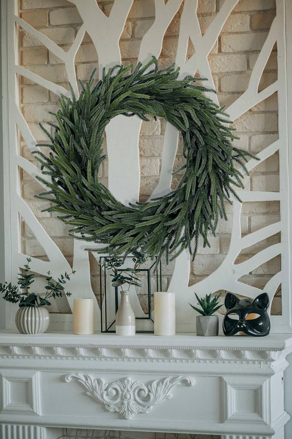 Larksilk – wholesale Krans – 24” Real Touch Norfolk julkrans - Dekorationsset om 64