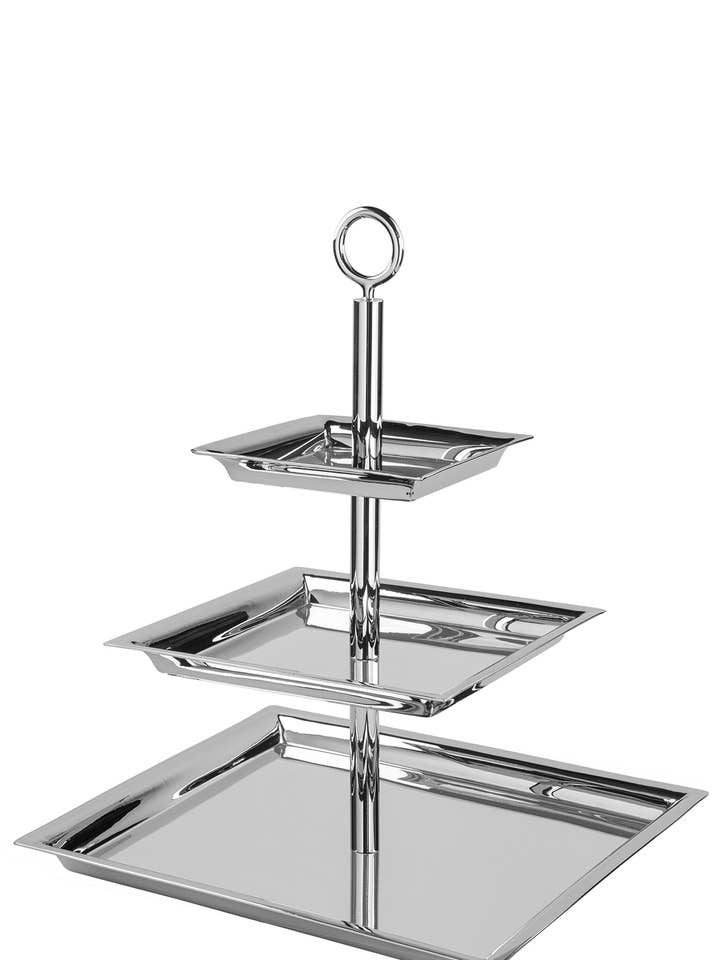 Suporte para bolo Nagano/3 camadas, aço inoxidável/L.32, B.32, H.49 por atacado de FINK Living