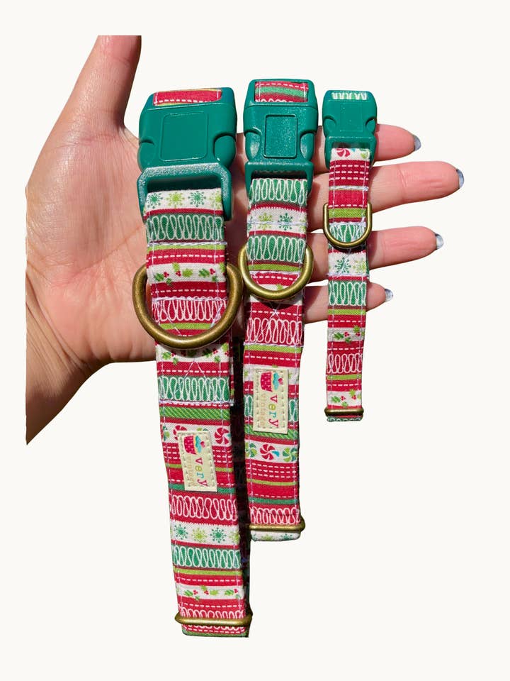 Holiday Ribbon Candy Dog Collar – Red & Green Stripe Print and other Purchase Wholesale red collar. Free Returns & Net 60 Terms on Faire trending on Faire.