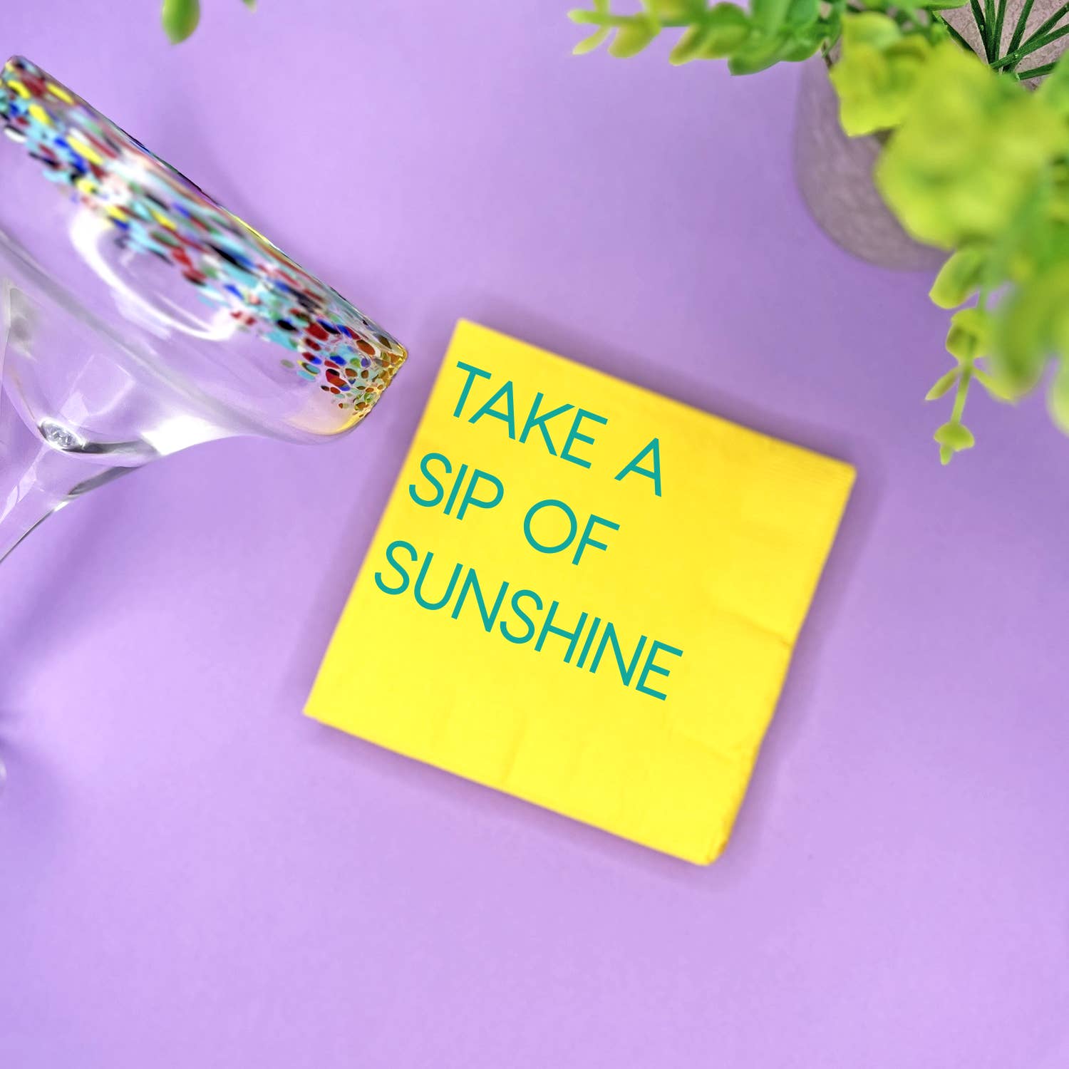 Katherine Designs & Co. - Wholesale Disposable Napkin - Take a Sip of Sunshine, Cocktail Napkins Paper