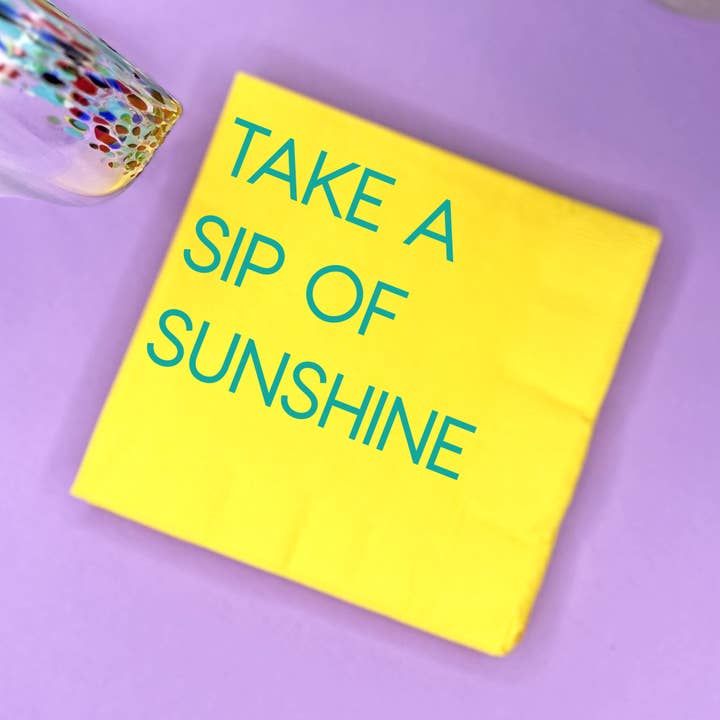Katherine Designs & Co. - Wholesale Disposable Napkin - Take a Sip of Sunshine, Cocktail Napkins Paper0
