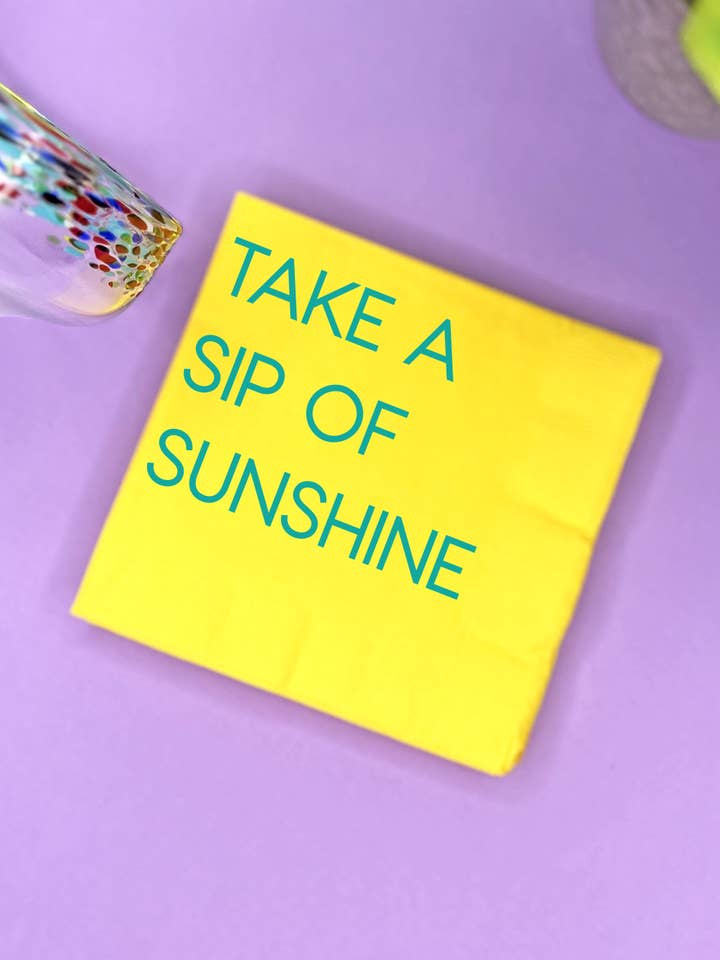 Tag en slurk af solskin, Cocktail servietter papir for engroshandel hos Katherine Designs & Co.