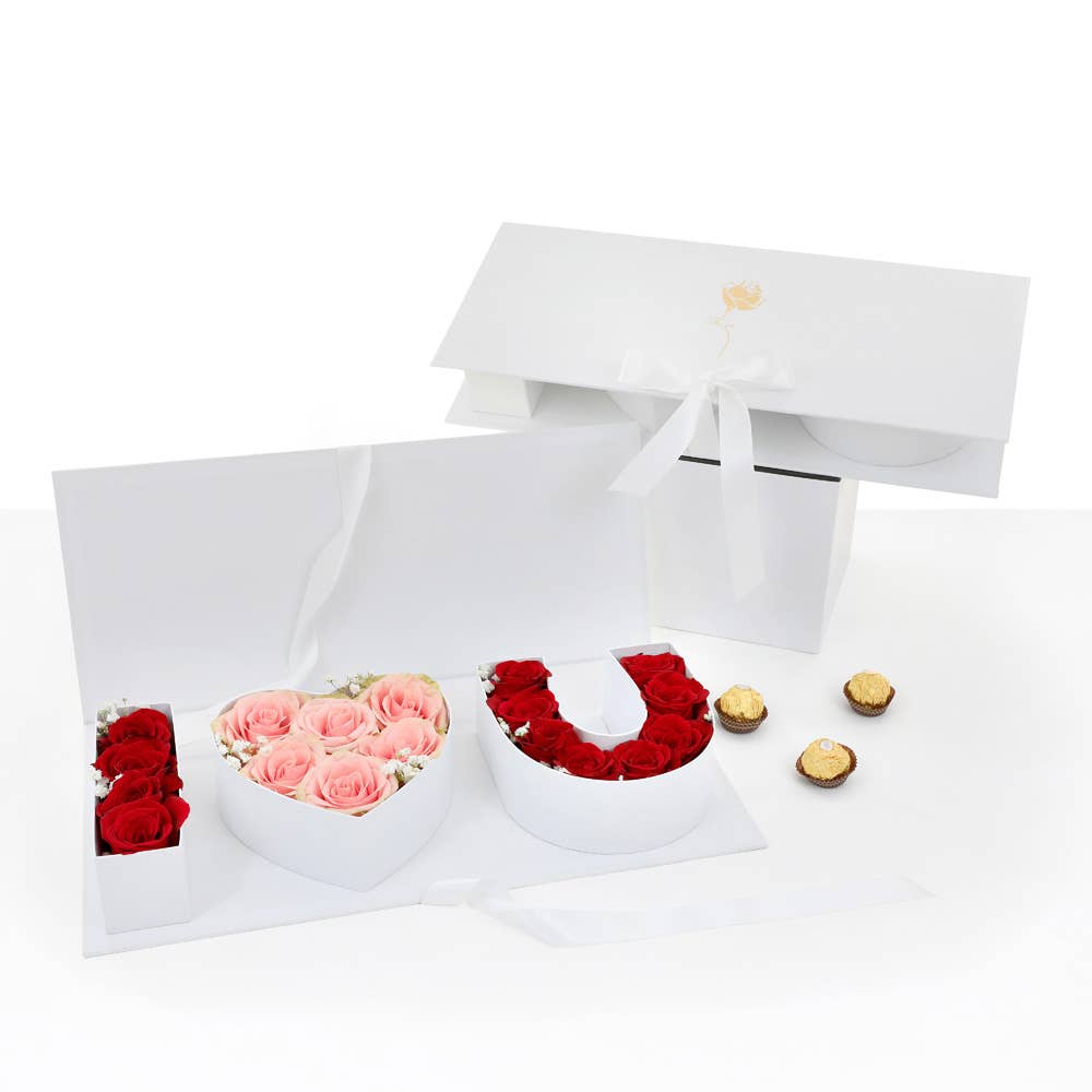 UNIKPACKAGING – Caixa de presente por atacado – Caixa de Flores e Presentes "Amo-te" – com Forro de Plástico2