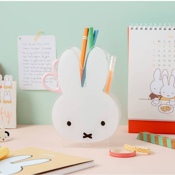 K_Wonderland - Vendita all'ingrosso Portapenne e portamatite - Portapenne in Acrilico Miffy – Organizzatore da Scrivania a Forma di Coniglietto in Piedi