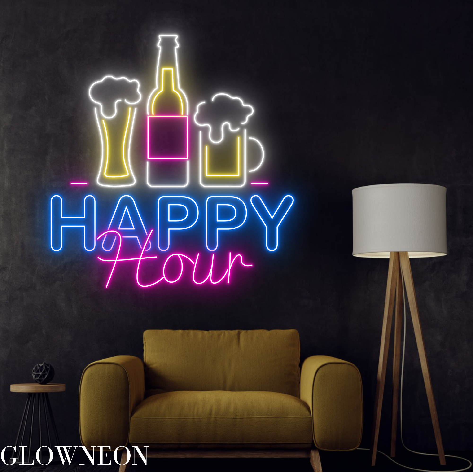 Glow Neon - Wholesale Neon Sign - Happy Hour Neon Sign, Happy Hour Beer Club Wall Led Light1