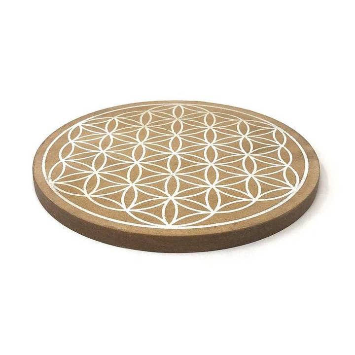 Wood Altar Grid, Flower of Life, approx. 6" diameter for wholesale by Vrinda