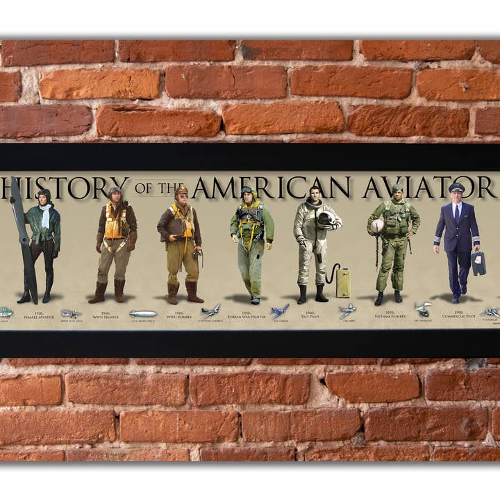 Aviator - Framed 1”, Printed With Matte Finish, 6" x 24” for wholesale by History America