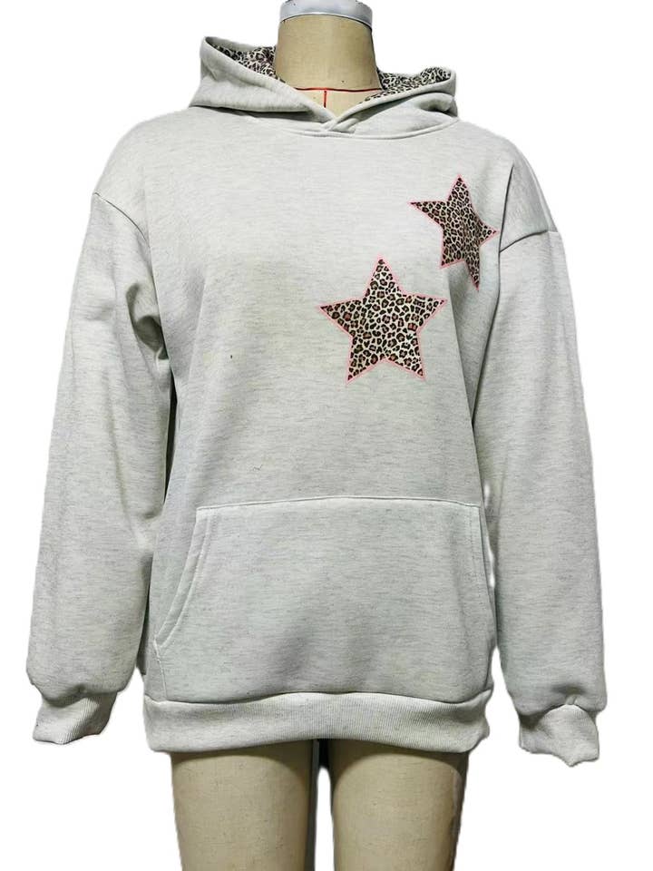 Rosa Clothing - Wholesale Hoodie - Women's - Pentagram Leopard Print Hooded Sweatshirt2