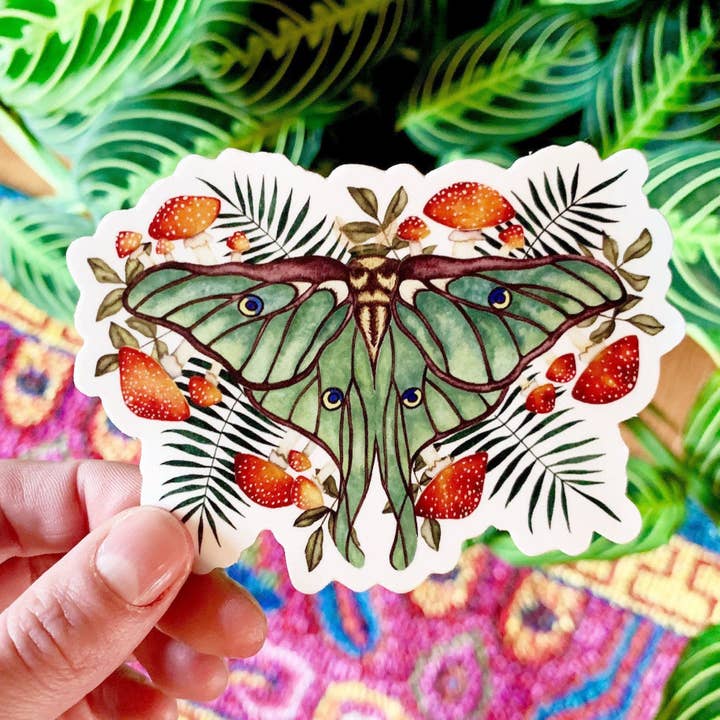 Autocolante Luna Traça/Cogumelos Amanita por atacado de Candace Fincher