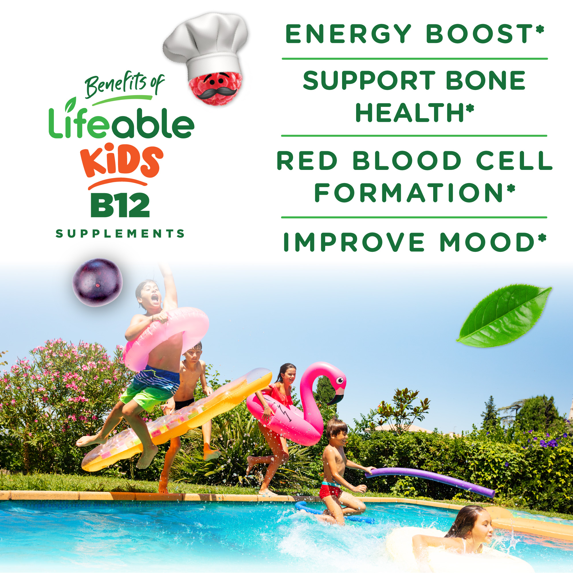 Lifeable - Wholesale Oral Supplement/Vitamin - Lifeable - Vitamin B12 for Kids for Energy and Mood 60 ct1