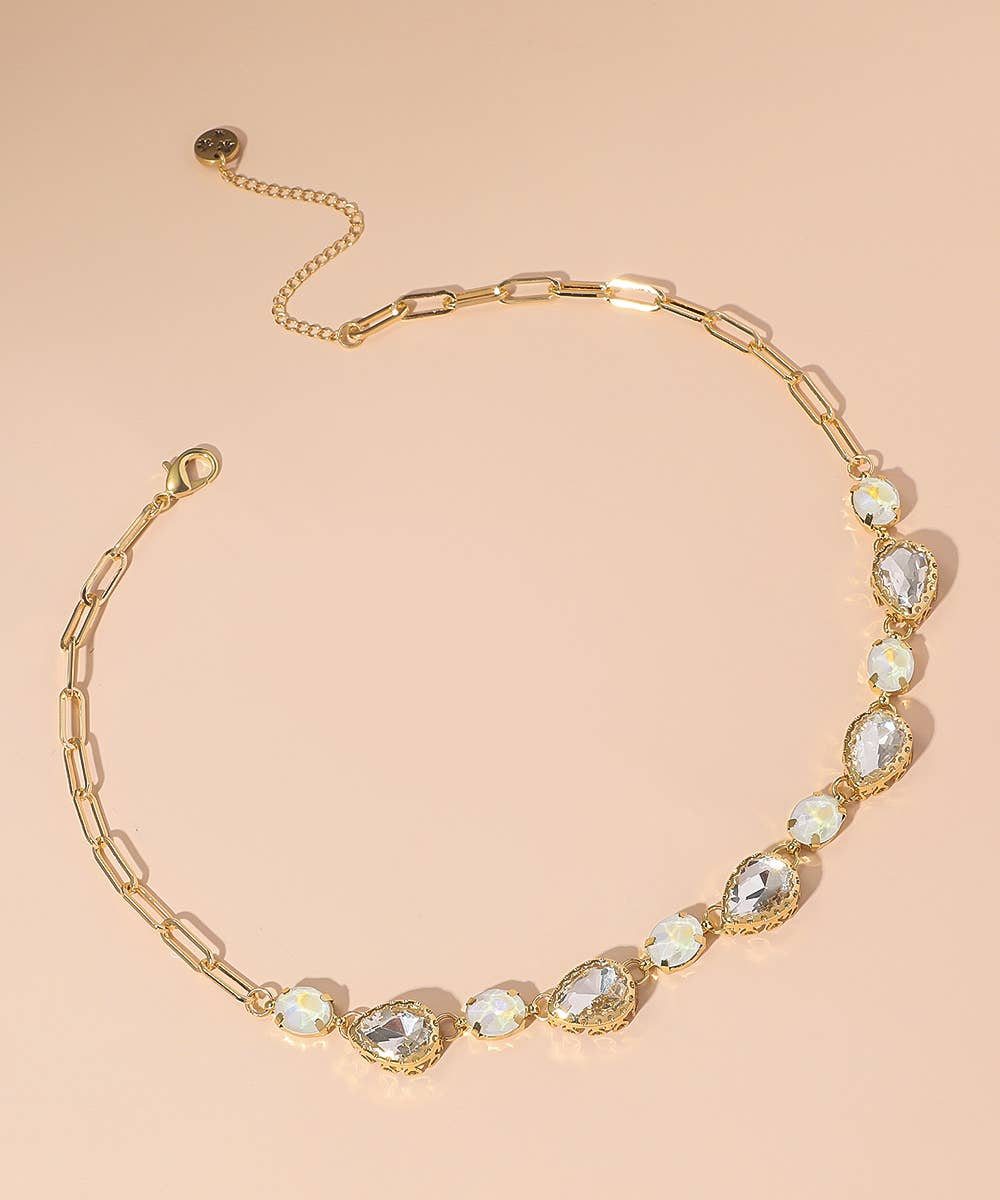 Blossom bijoux - Wholesale Halskettinghanger - Blossom bijoux ketting met kristal- en gouden metalen strass steentjes 25AHCC2034