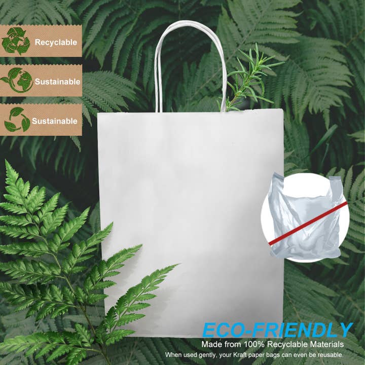 Kis Paper - Wholesale Gift Bag - Cub 8x4.75x10.25 inches White Paper Bags Twisted handle6