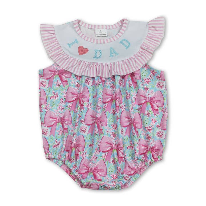 I love dad pink bow floral baby girls romper for wholesale by Yawoo Garments