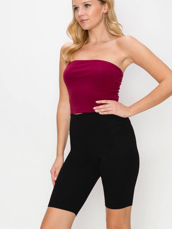 Pantaloncini da yoga per allenamento e ciclismo atletico in cotone a vita alta per la vendita all'ingrosso da parte di Fashion Mille Inc