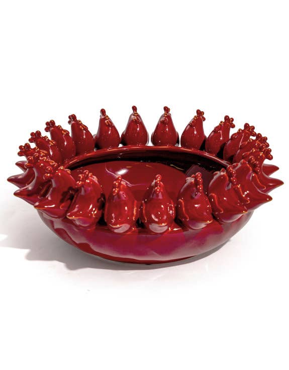 McGowan & Rutherford Ltd - Wholesale Decorative Plate/Dish/Bowl - Multi Red Rooster/Chicken Ceramic Bowl1