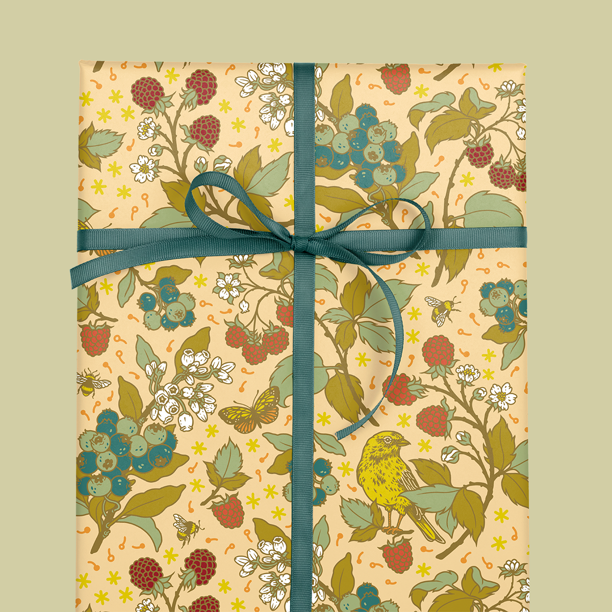 Mustard Beetle - Wholesale Flat Wrap - Gift Wrap: Berries1