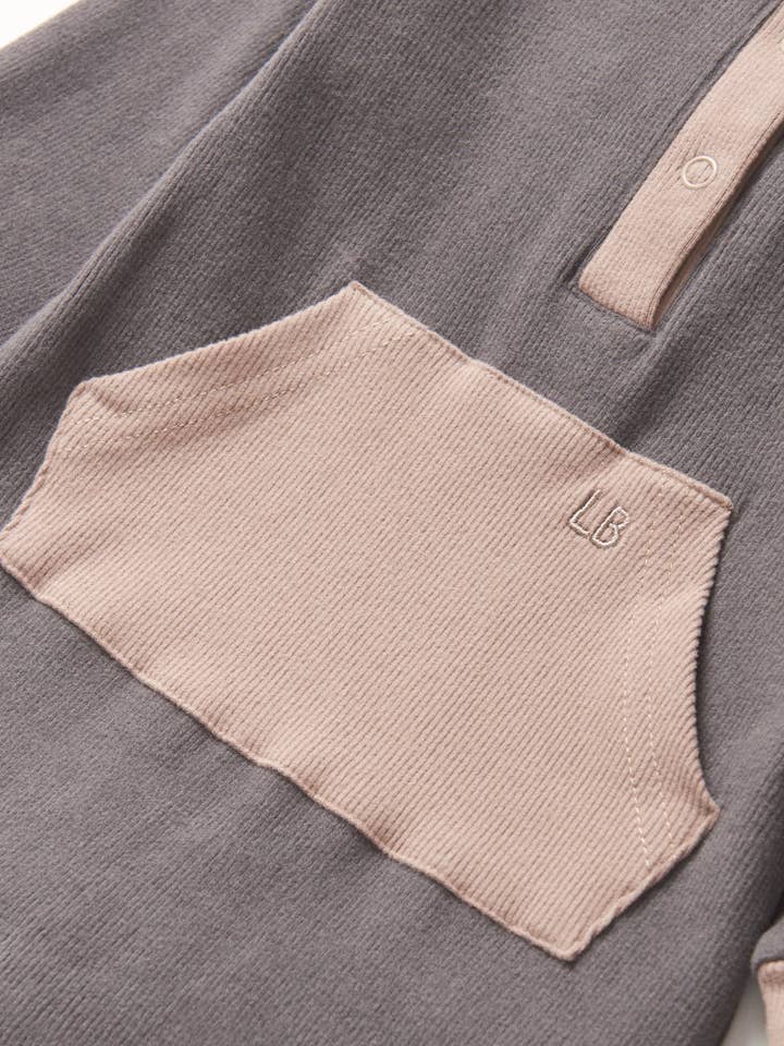 Little Bipsy - Wholesale Jumpsuit - Baby - Colorblock Ribbed Romper - Graphite5