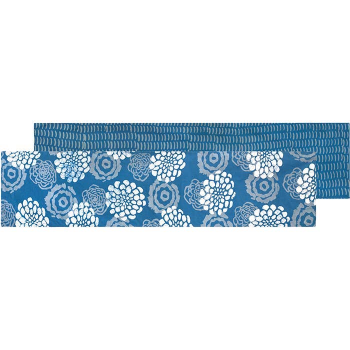 Table Runner: Blooms - Indigo-Organic for wholesale by Global Mamas