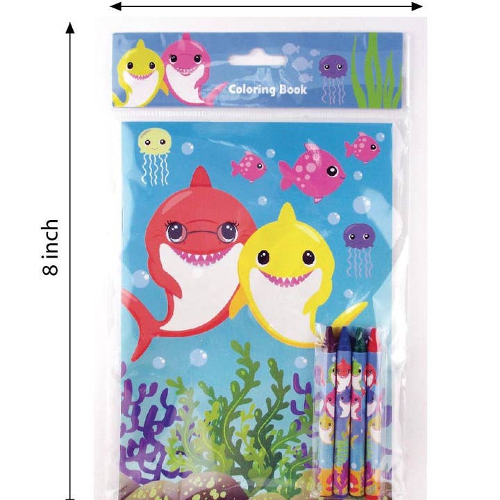 Tiny Mills – Livro para colorir - Crianças e bebés por atacado – Livros de colorir da família do tubarão com lembrancinhas de cera2