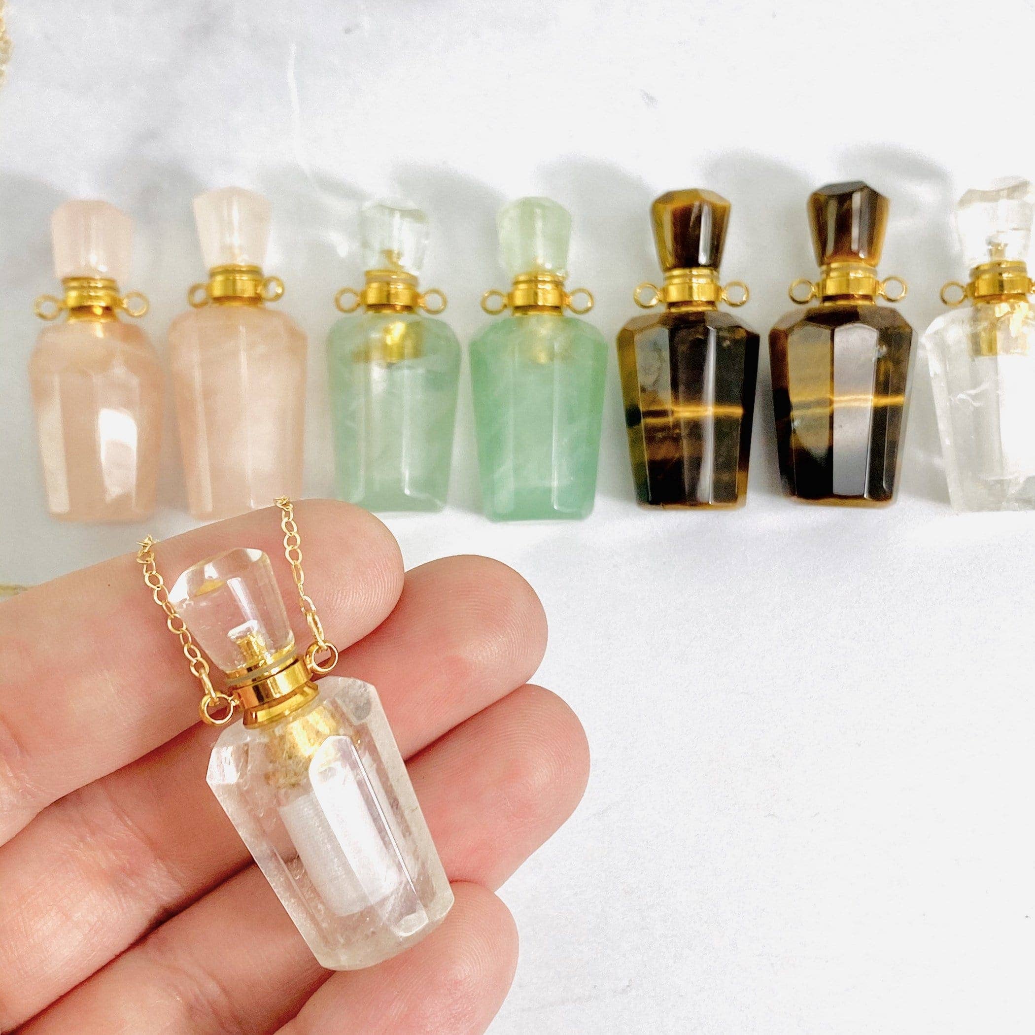 Rock Paradise - Wholesale Pendant/Charm Necklace - Crystal Round Gemstone Essential Oil Pendant Necklace4