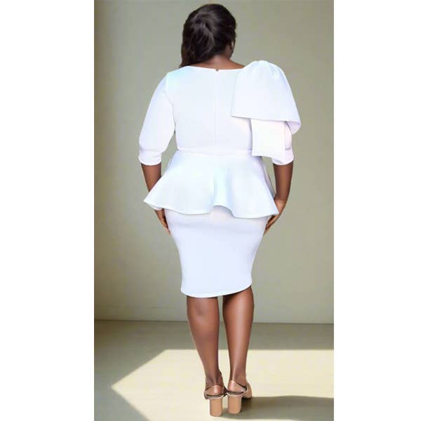 J2 FASHION - Vente Robe – femme - Robe à basque avec détail asymétrique à l'épaule2