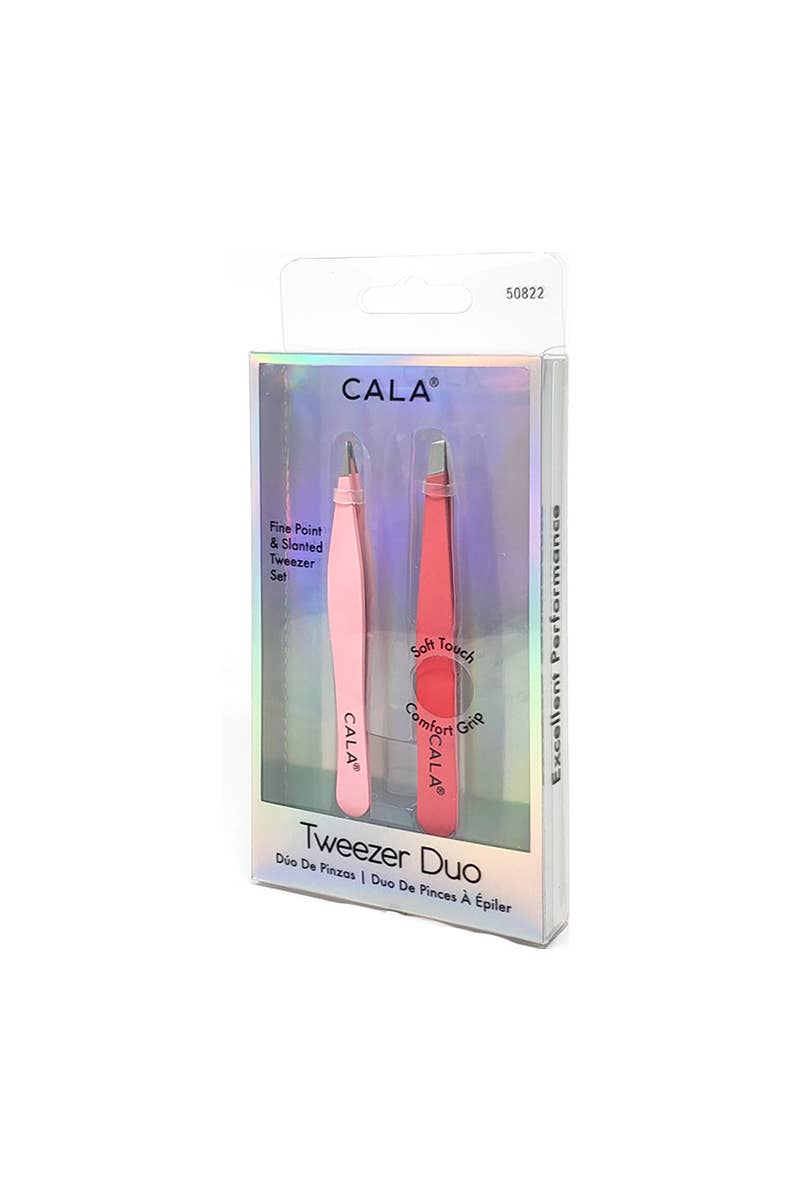 PINEAPPLE Beauty - Wholesale Tweezers - CALA 50822 Coral Soft Touch Tweezer Duo Set - 6pc1