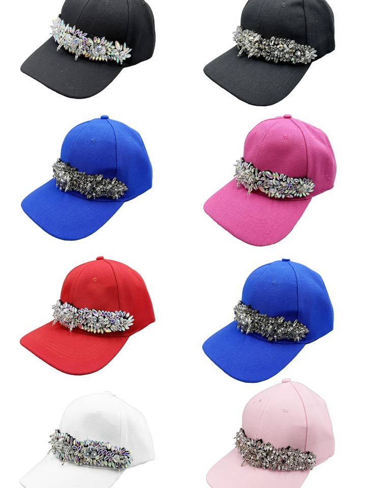 Casquette de baseball florale en strass C0732 pour la vente par Ole