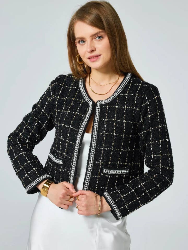 Tweed jasje met strass - 2562 voor wholesale door Frime