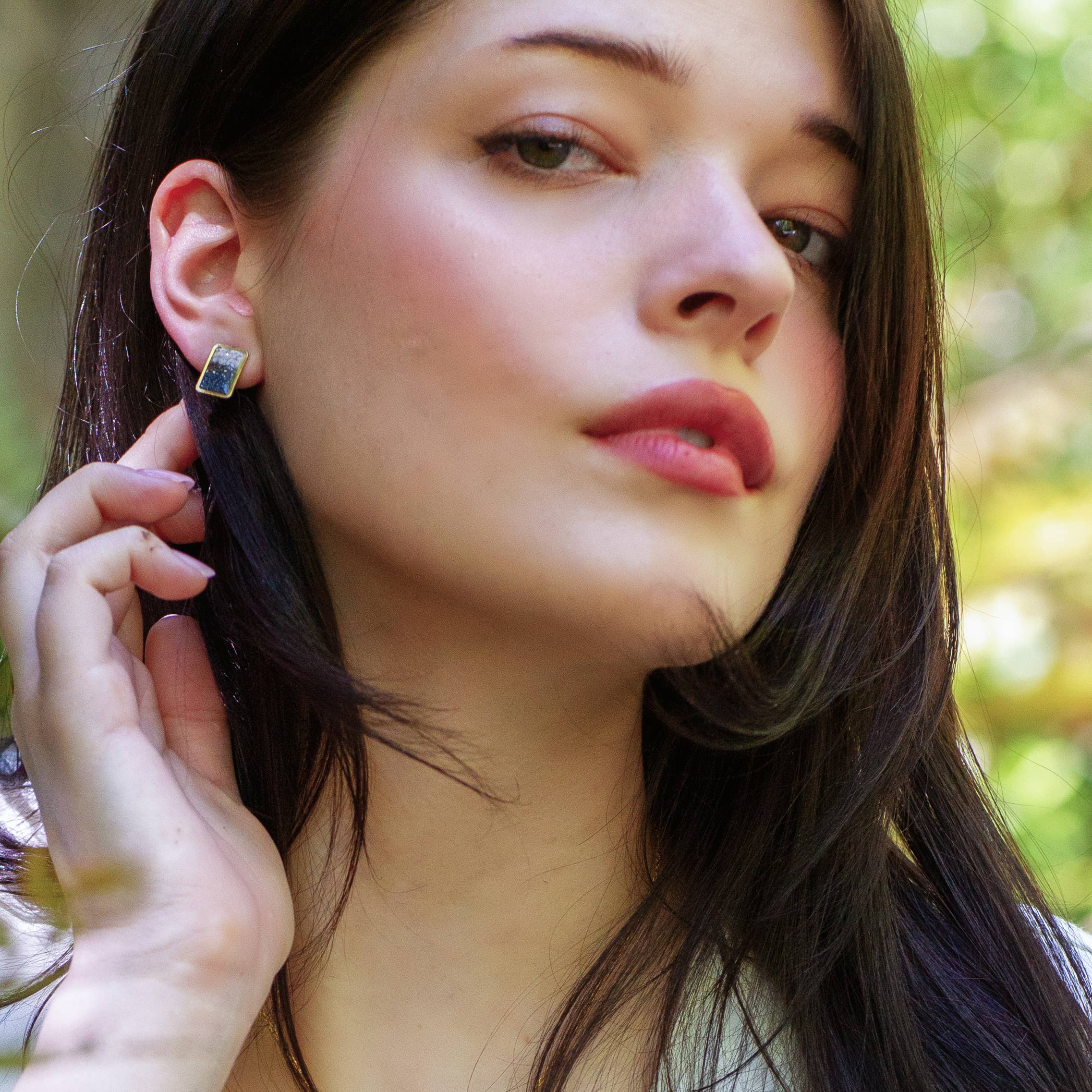 Cameoko - Wholesale Stud/Post Earrings - Ombré Rectangle Inlay Earrings2