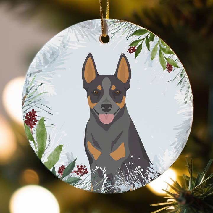 Decorazioni natalizie in ceramica con cane Australian Stumpy Tail Cattle Dog per la vendita all'ingrosso da parte di Canine Companions