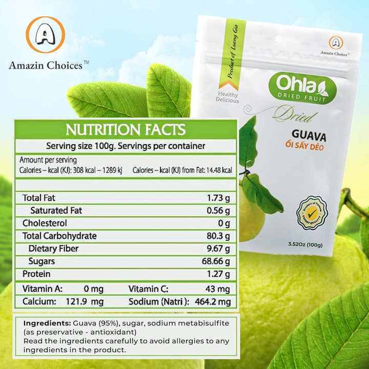 Amazin Choices – wholesale Dried/dehydrated fruit – Dried guava 100g