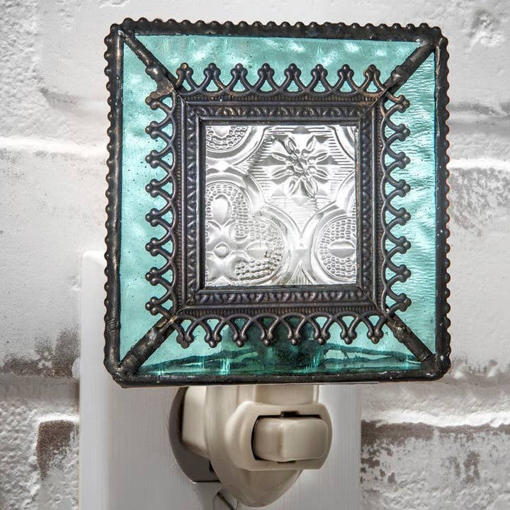 Ntl 166 Windsor Blue Night ight with Filigree Accent for wholesale by J Devlin Glass Art & Bert Anderson Collection