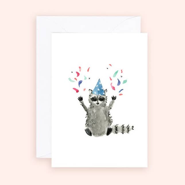 Mini Kaart - Wasbeer Feest Envelop Kaart voor wholesale door Almeida Illustrations