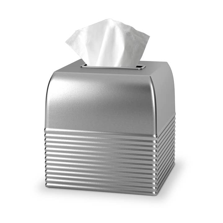Boîte à mouchoirs carrée en acier inoxydable côtelé Arvada pour la vente par nu steel