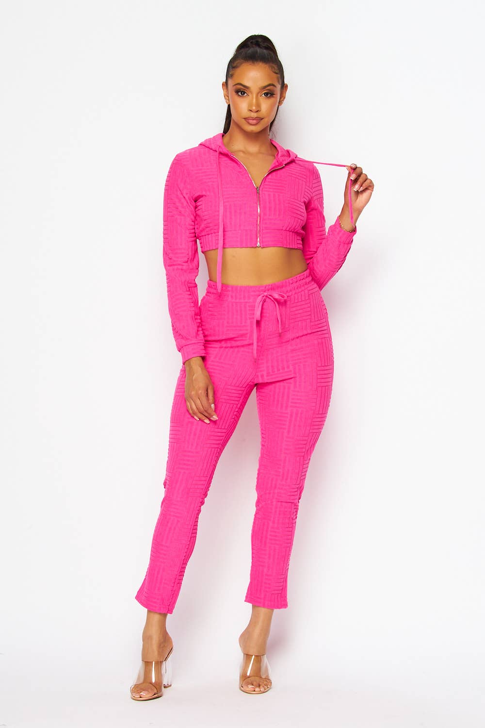 5besties inc – wholesale Top & pants set (NOT Loungewear) – Women's – CROP HOODIE JACKET AND PANTS SET7