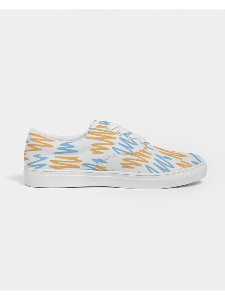 Blue and Gold Women's Scribbles Lace-Up Canvas Shoe for wholesale on Faire2