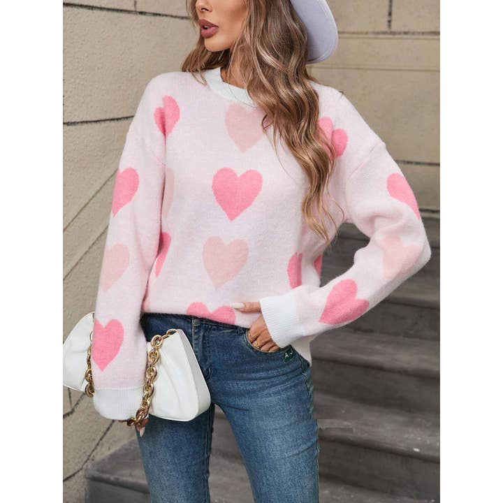 Wholesale pink heart sweater for your store Wholesale pink heart sweater for your store