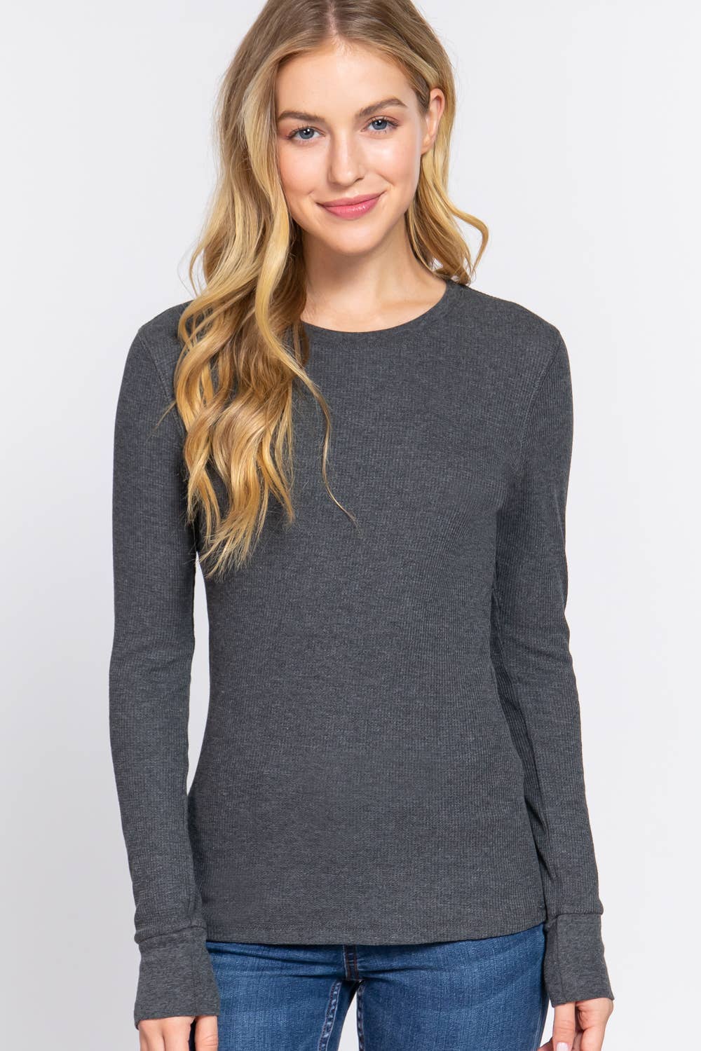 Vanilla Monkey - Wholesale Knit Top - Women's - Long Sleeve Crew Neck Thermal Knit Top1