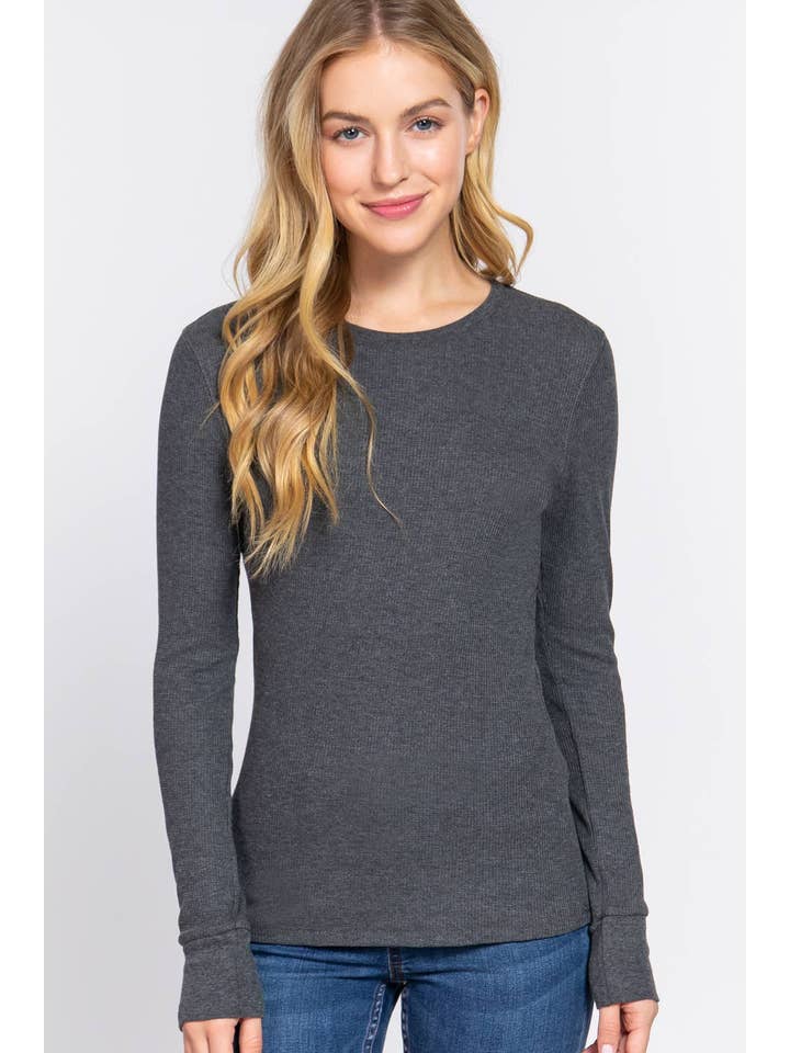 Vanilla Monkey - Wholesale Knit Top - Women's - Long Sleeve Crew Neck Thermal Knit Top1