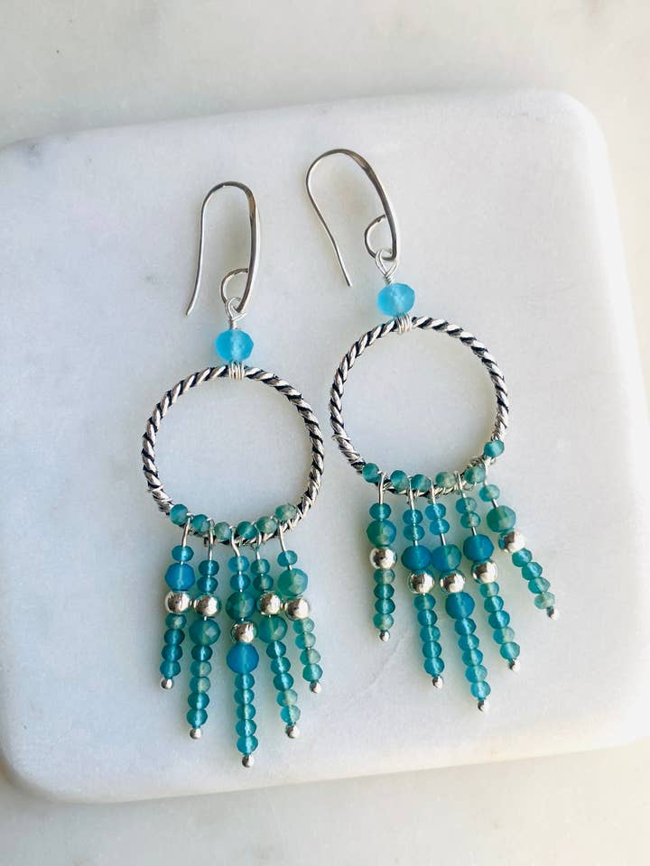 Blue Crystal Glow Earrings for wholesale by Dajana Design