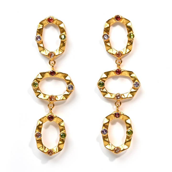 Sasha 3 Tier Earrings (Hydro Quartz) Statement Earrings for wholesale by GemAddicted